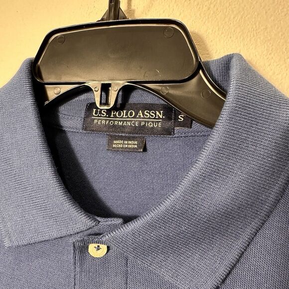 New U.S. Polo Assn. Size S NEW Men's Performance Pique Polo Shirt London Blue - Picture 4 of 10